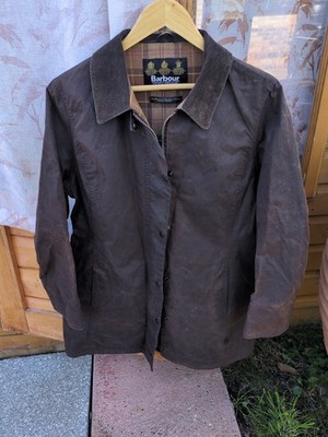 Barbour Newmarket Mac Sylkoil L1701 Braun Größe 14. Selten - Gürtel fehlt 