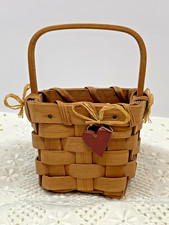 Small Woven Basket with Handle and Hearts and...