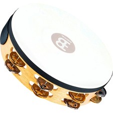 MEINL RecordingCombo GoatSkin Wood Tambourine Two Rows Dual Alloy Jingles SN