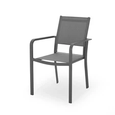 Modern Outdoor Aluminum Dining Chairs with Breathable Mesh Seat, Rust-Resistant,