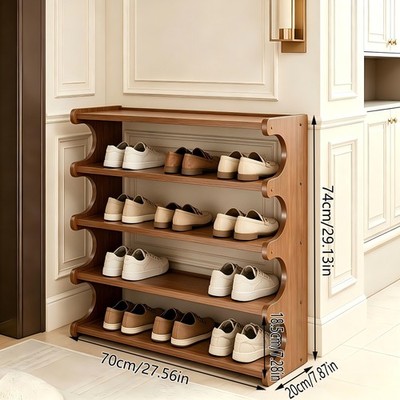 5 Tier Bamboo Shoe Rack Holds 15/24 Pairs of Shoes Space-Saving Shoe Rack Home