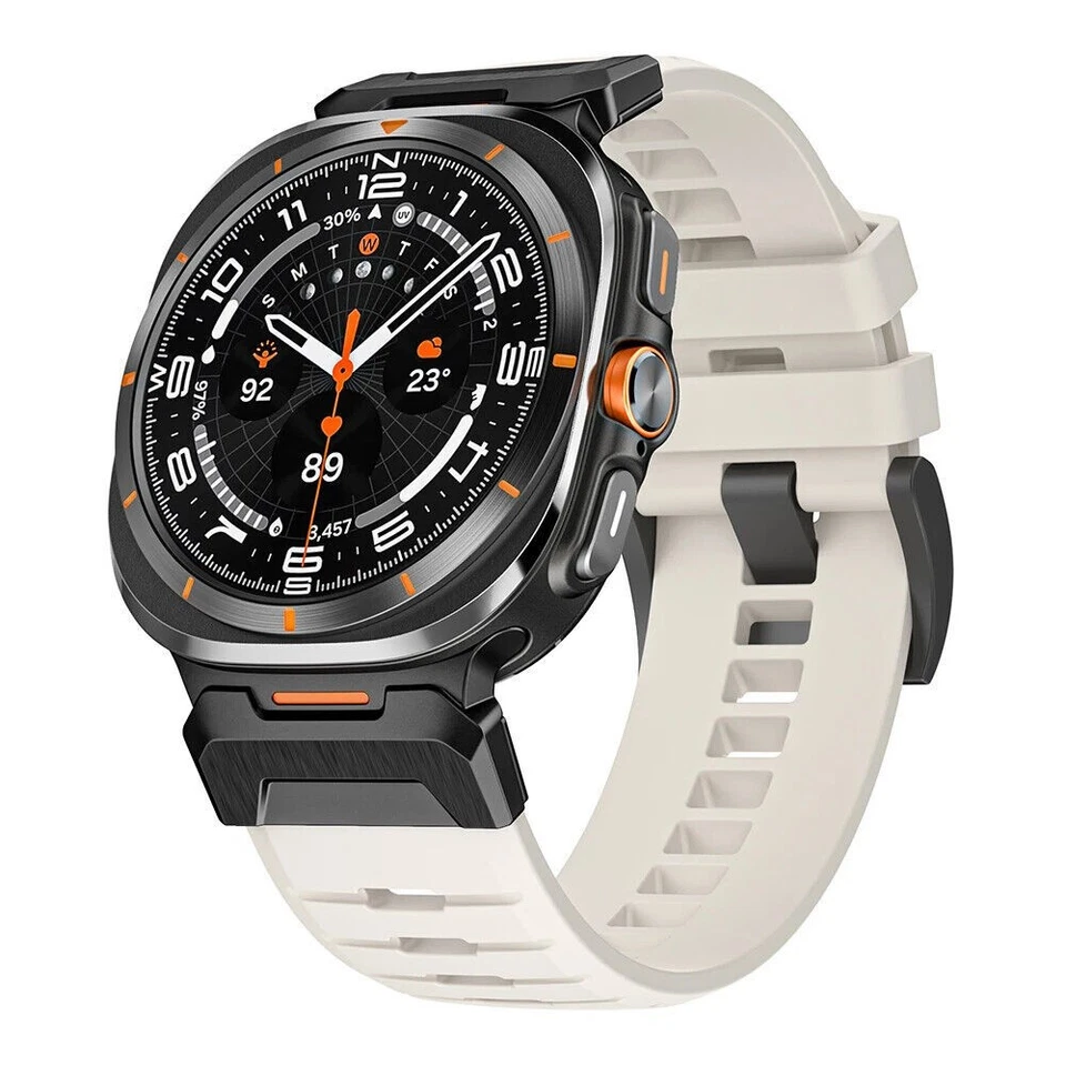 Silicone+Metal Band For Samsung Galaxy Watch Ultra 47mm Sport Fluororubber Strap - Image 2 of 4