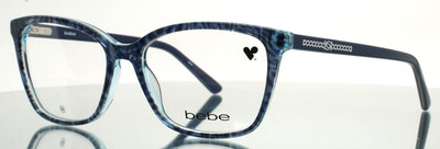 BEBE BB5222 400 Blue Animal Womens Semi Cat Eye Full Rim Eyeglasses 55-16-135