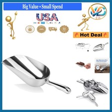 One-Piece Aluminum 12 oz Utility Scoop for Ice, Flour, Sugar, Silver