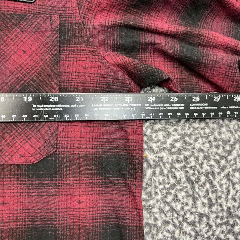Camisa Independent Hombre XL Roja Franela a Cuadros Abotonada Manga Larga Cuello Foto 4 de 4