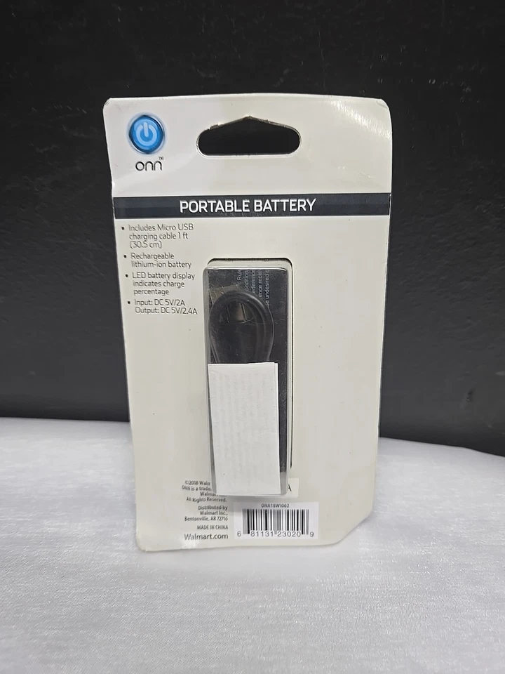 Onn Portable Battery Power Bank 6700 Mah Black Micro USB Cable 1ft Included - Image 3 of 4