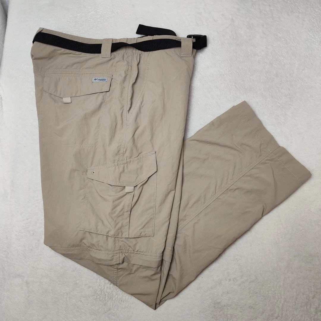 Columbia Pants Mens 40x32 Beige Convertible Cargo PFG Relaxed Zip Pocket Fishing