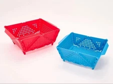 Kuhn Rikon 2 Piece Folding Colander Baskets Red/Blue K65360 QVC Storage NEW