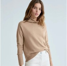 Aritzia Wilfred Cyprie Mock Neck Sweater Size Medium Camel Tan Merino Wool