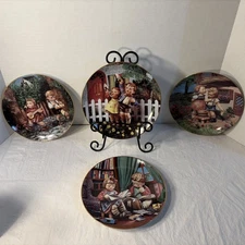 M.J. Hummel DANBURY Little Companions Collector Plates 8" Gold, SET OF 4