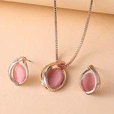 2pcs Cute  Simple Jewelry Set for Women, Alloy Necklace and Earrings
