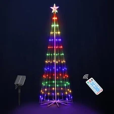 6FT Solar Powered LED Outdoor Christmas Tree Light, Cone Tree for Xmas Decor
