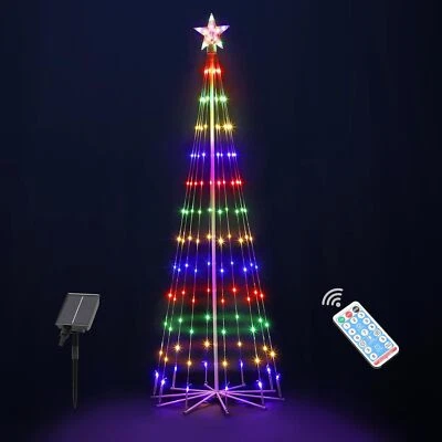 6FT Solar Powered LED Outdoor Christmas Tree Light, Cone Tree for Xmas Decor