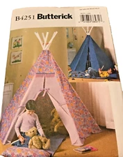 2004 Butterick 4251 Child's Teepee Mat Playtime Tent Unisex Home Decor FF