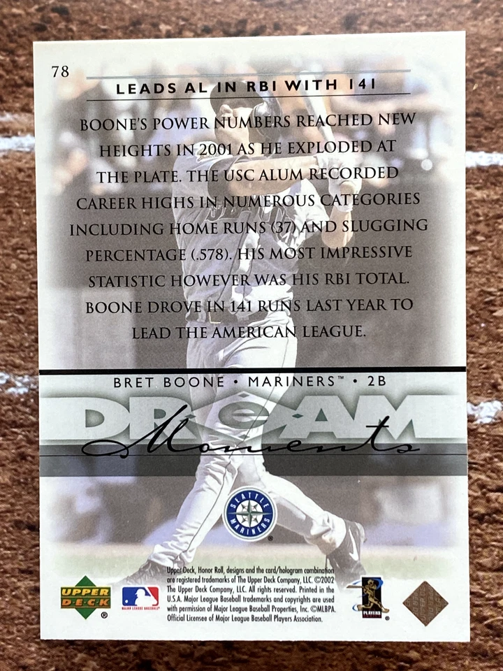2002 Upper Deck Honor Roll Bret Boone #78 - Image 2 of 2