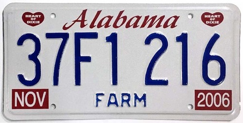 Alabama 2006 Farm Truck License Plate 37F1 216 Henry County Unused New Old Stock