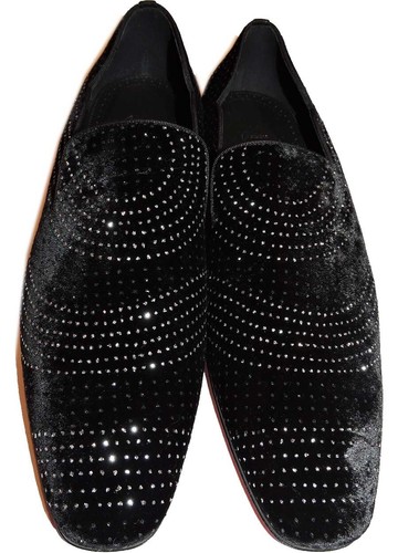 Christian Louboutin Loafers Men's Dandy Chick-Black Crystals Shoes 42 1/2 - 9.5 - Picture 2 of 9