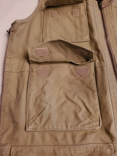 Duluth Trading Co Vest Large Tan Utility Vented Full Zip Pockets Hunting Fishing - Picture 15 of 15
