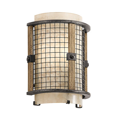 Wandleuchte Netzumrandung Glimmer Glasschirm Landhausstil Amboss Eisen LED E14 60W