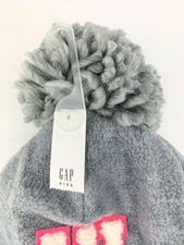 GAP Kids Fleece Pom Pom Hat , Heather Gray with Embroidery Size L/XL