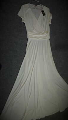  DRESS Slinky Spandex OFF-WHITE VERY LONG Solid Color NWT NEW XS Xz 1 by Koh Koh