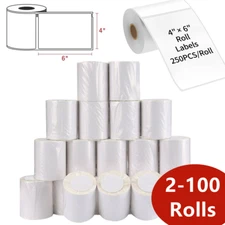 100Rolls 4x6 Direct Thermal Shipping Labels 250/Roll For Zebra 2844 Eltron ZP450