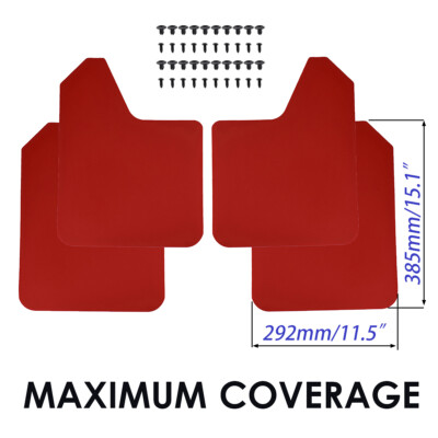 4pcs Universal Schmutzfänger Spritzlappen Hinten Vorne Spritzschutz Auto KFZ Rot
