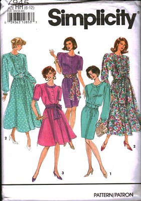 7945 Vintage Simplicity SEWING Pattern Misses Dress Two Length Skirt Variations