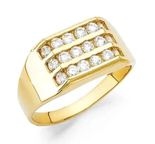 1.00 Ct. Round Cut Men's Real 14k Yellow Gold 10mm Wedding Anniversary Band Ring