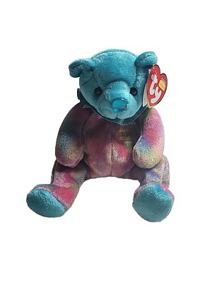 Ty Beanie Baby (2001) DECEMBER Birthday Bear Turquoise - New - Mint - *L2 