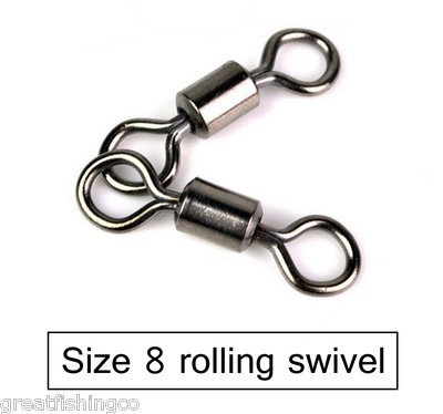 25 size 8 rolling swivels fits korda fox lead clips