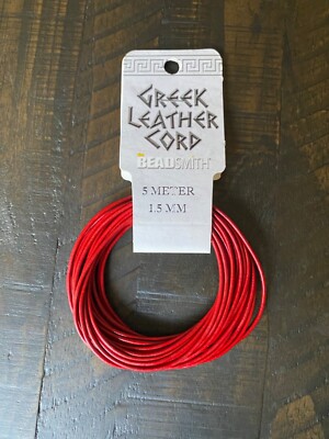 Beadsmith 1.5mm Round Red Greek Leather Cord (5 meters)