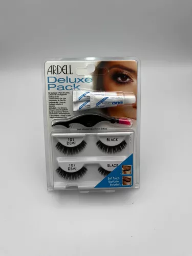 ARDELL-DELUXE PACK- 2 PAIR LASHES-with 3 ADHESIVE -120 DEMI BLACK-NEW!