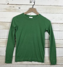 HANNA ANDERSSON Sz 140 - 10y l/s Pajama Top Solid Green Organic Cotton