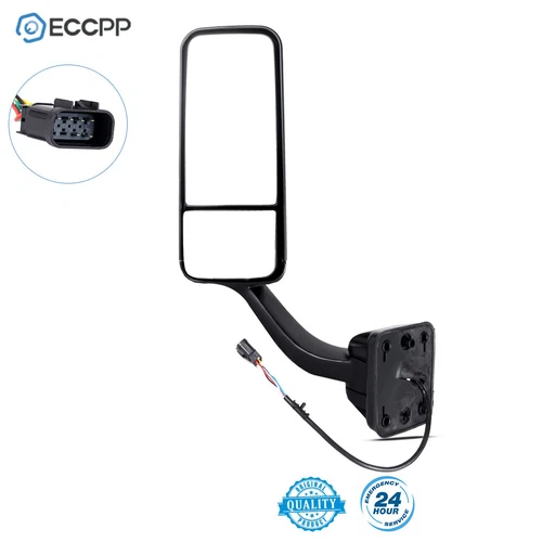 For 08-16Freightliner Cascadia Black Door Mirror Power Heated Left Driver Side