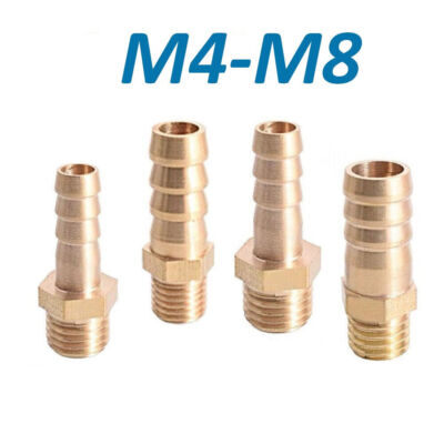 Metrischer Messing Schlauchstutzen Zubehör Stecker Gewinde Barb M4 M5 M6 M8