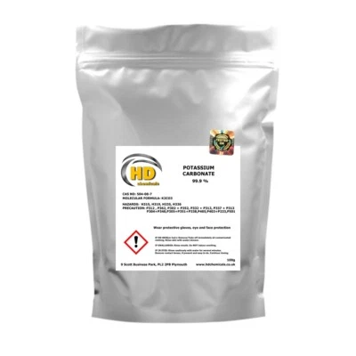 HD CHEMICALS Potassium Carbonate Pearl Ash High Grade 99.9% 100g - 3Kg FREE UK POSTAGE