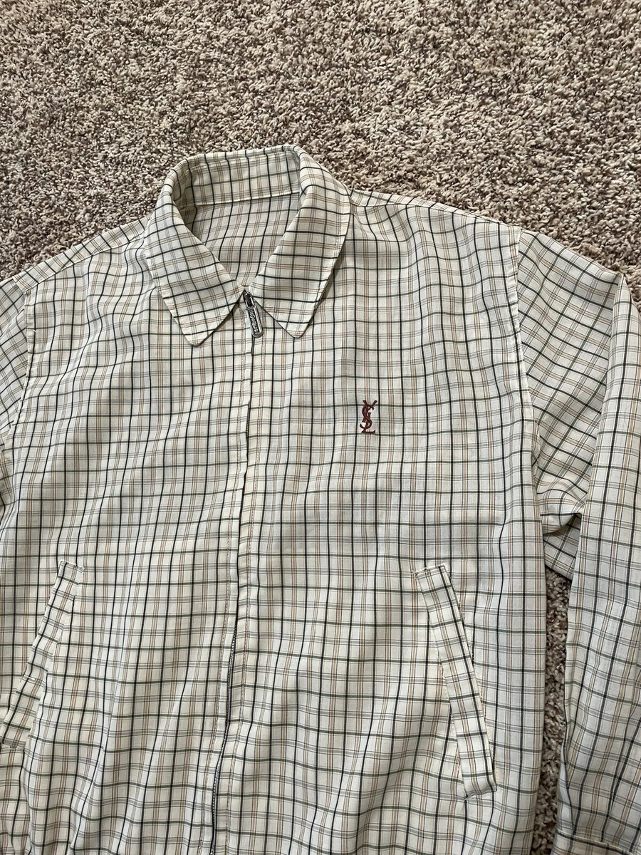 YSL Yves Saint Laurent Tartan Plaid Harrington Jacket M