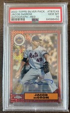 Jacob DeGrom 2022 Topps Baseball Series 1  Red Auto #/5  T87C49 PSA 10 (POP 1)