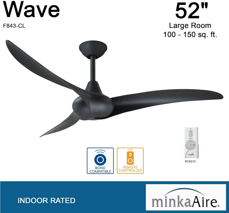 MinkaAire F843-CL - 52"" Ventilador de techo ondulado con control remoto, carbón Foto 2 de 4