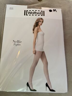 NEW WOLFORD Nellie fishnet tights M 42/44 White light and airy new