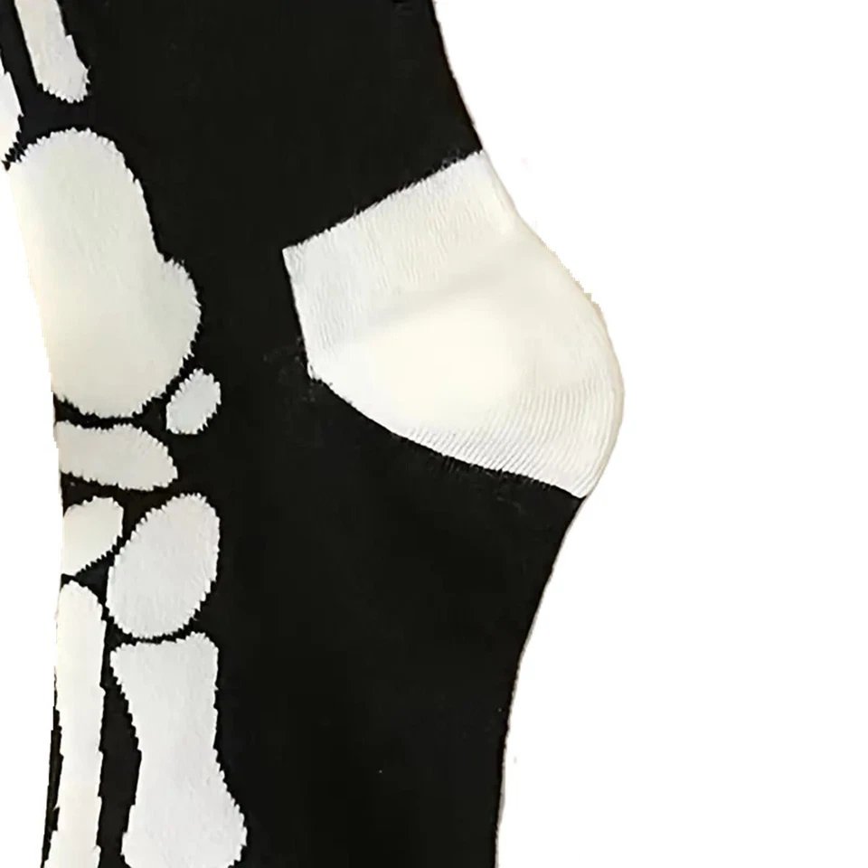Funky Retro Black SKELETON FEET BONE CREW SOCKS Novelty Cosplay Goth Punk Unisex - Image 4 of 4