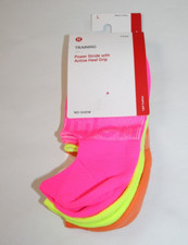 Lululemon Power Stride No-Show Heel Grip 3 Pack Socks HILP/HIYE/ORFP Sz L NEW
