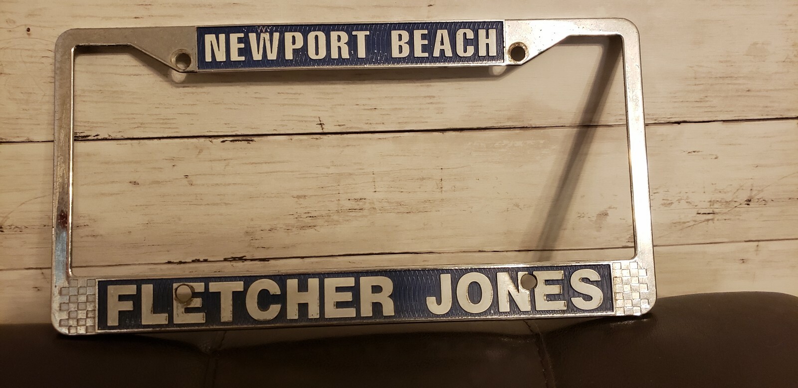 Fletcher JonesNewport BeachVintage Metal License plate frameL19