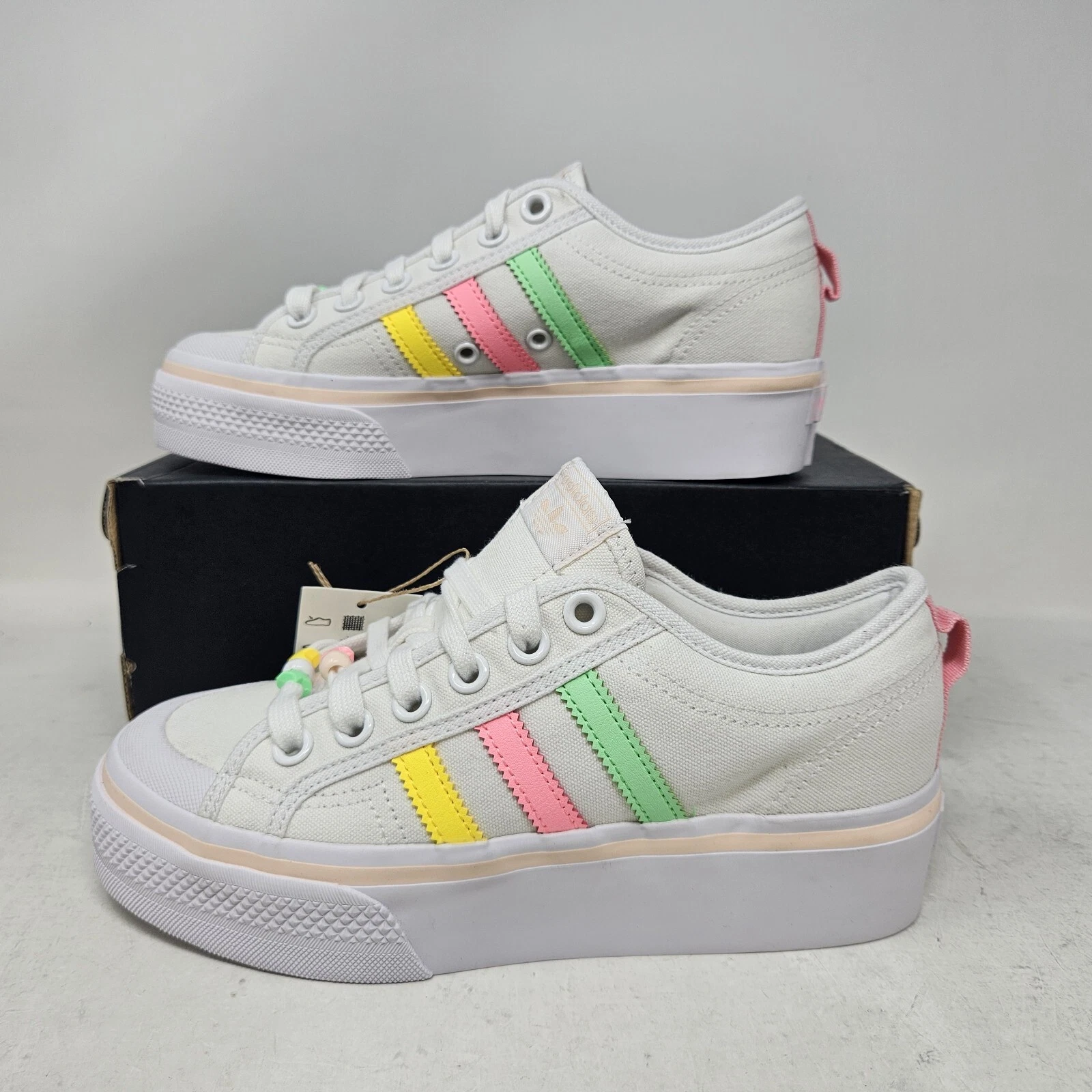 Scarpe casual Adidas Nizza Platform J bianco rosa GY9102 gioventù 5 5 Wmns 6 5