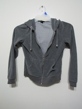 H M Sweatshirt Jacket Size XS Girls Gray Open Front Zipper Hoodie Long Sleeve