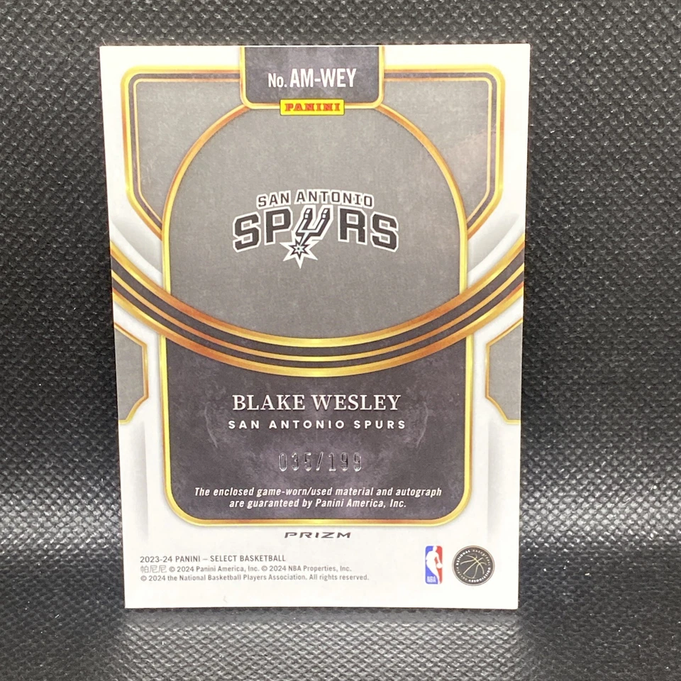 2023-24 Select Blake Wesley Autograph Materials Silver Prizm Jersey Auto #27/199 - Image 2 of 3