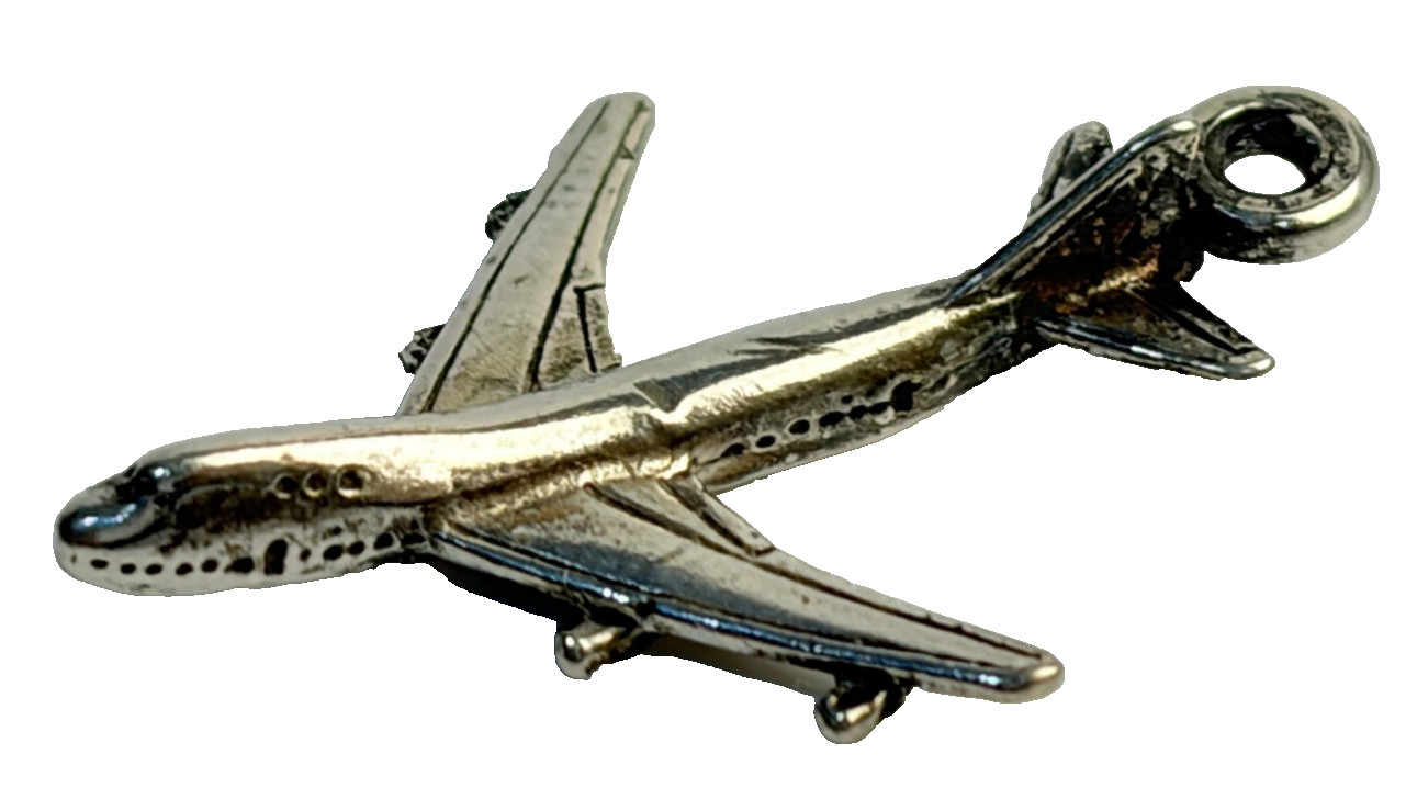 Vintage Sterling Silver .925 Charm Pendant for Bracelet 747 Airplane Boeing