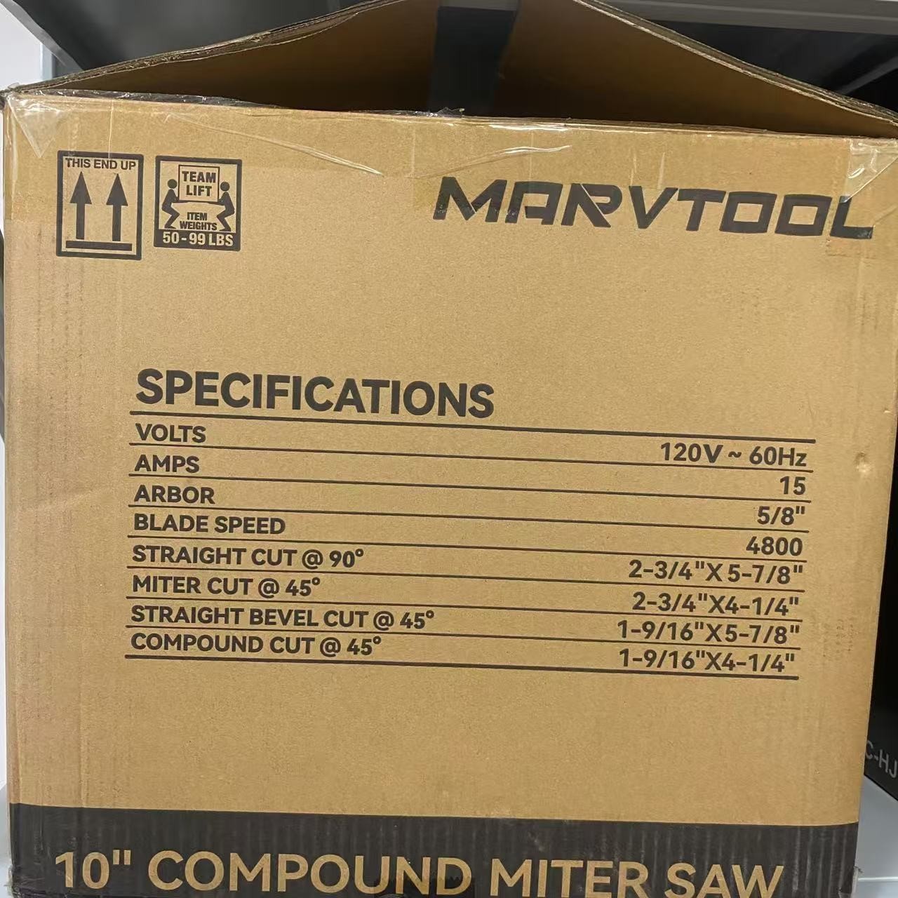 MARVTOOL Miter Saw 10 inch Compound Miter Saw 15-Amp Single Bevel Chop Saw Wood