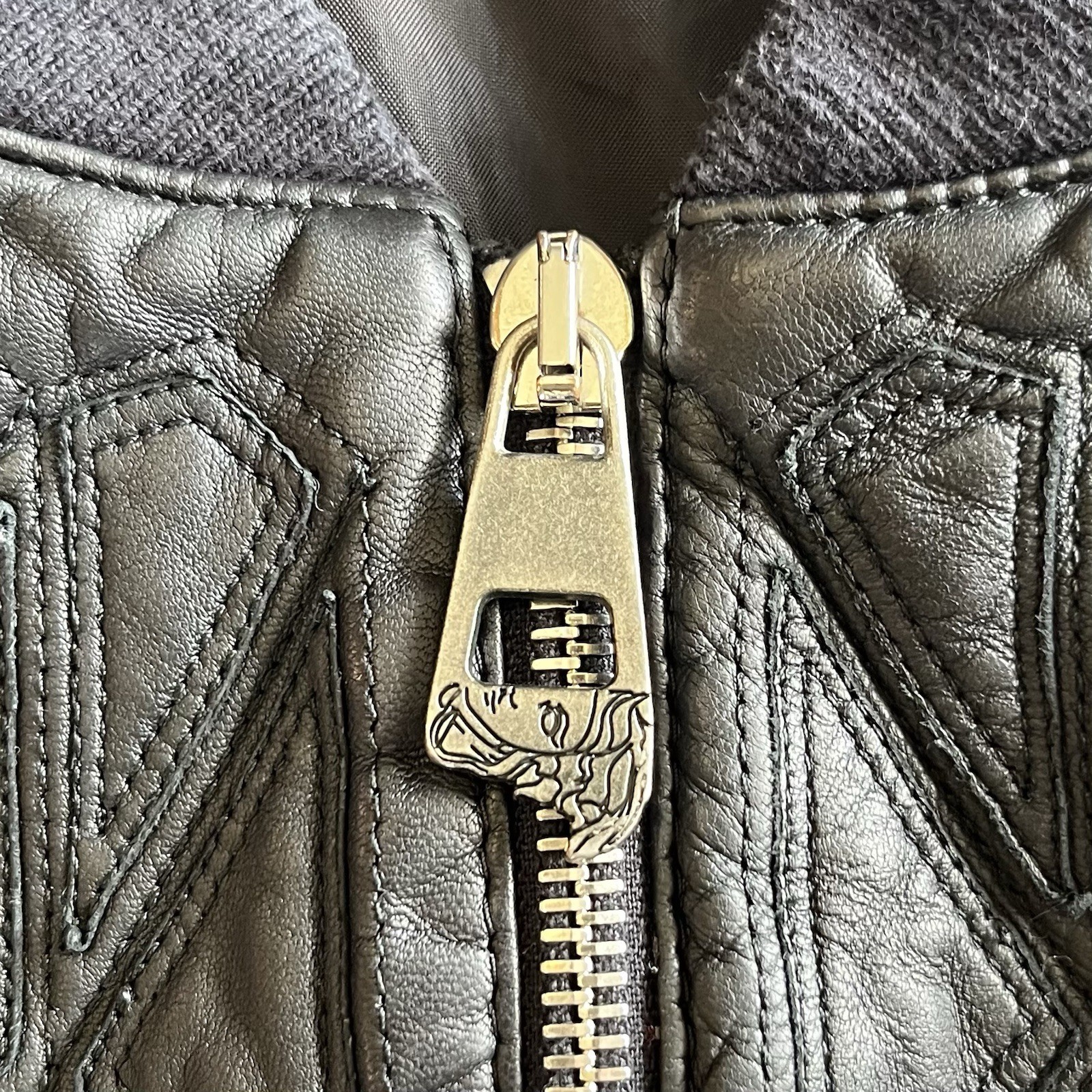 Versace Collection Leather Patchwork Bomber Jacke… - image 9